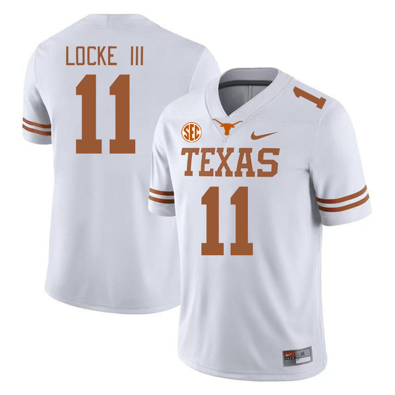# 11 P.J. Locke III Texas Longhorns Jerseys Football Stitched-White